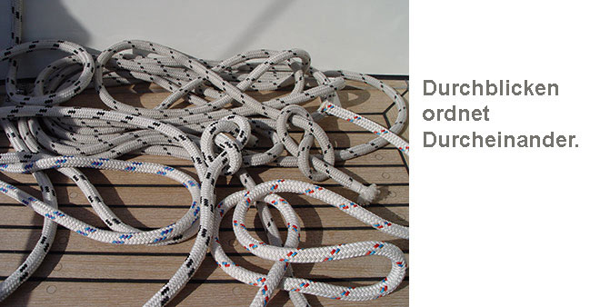 Gordischer Knoten mit Text:  Durchblicken ordnet Durcheinander.